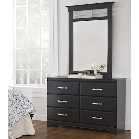 Dresser and Mirror Set with 6 Drawers